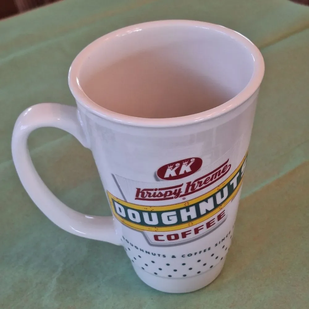 Krispy Kreme Tall Coffee Mug holds 18 Oz Heavy Duty Porcelain Ceramic